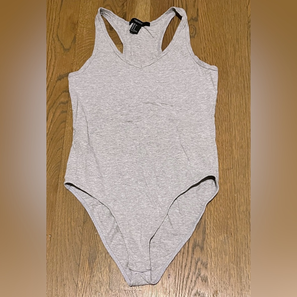 basic gray cotton tank bodysuit